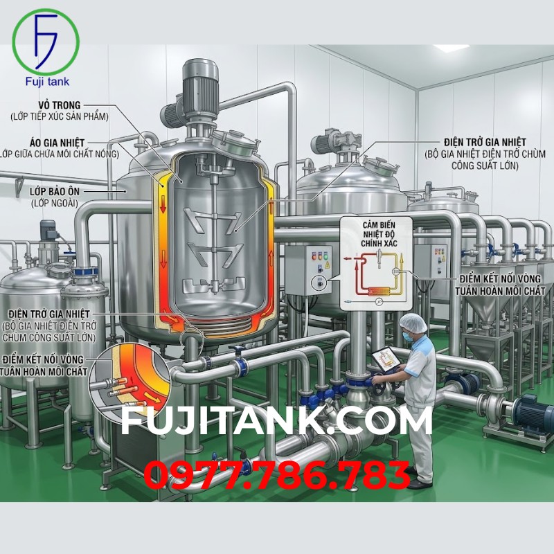 bồn khuấy gia nhiệt 2000 lít